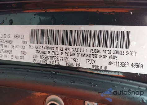 2016 Ram 1500 Big Horn z USA, uszkodzony, nr VIN 1C6RR7TM5GS174124